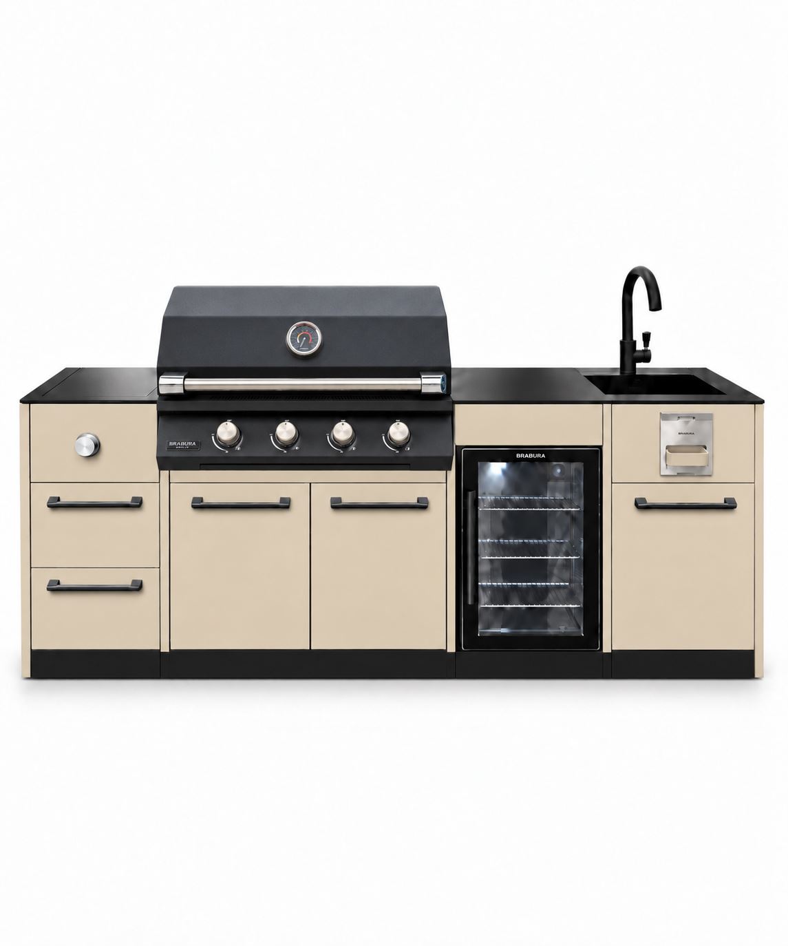 מטבח חוץ נייד 2.15 מטר עם גריל ומקרר – BRABURA COMPACT 400 KORAL